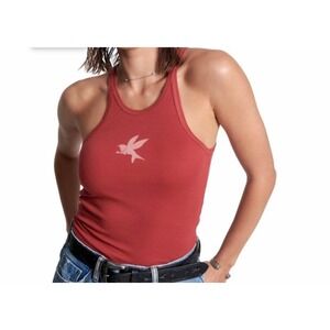 One Teaspoon NEW Logo Rib Singlet in Virtual‎ Pink Size XL